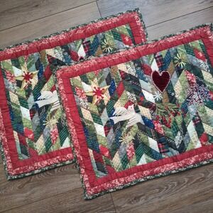 Pottery Barn Winter Wreath Standard Quilted Sham Pair (2) Patchwork Christmas